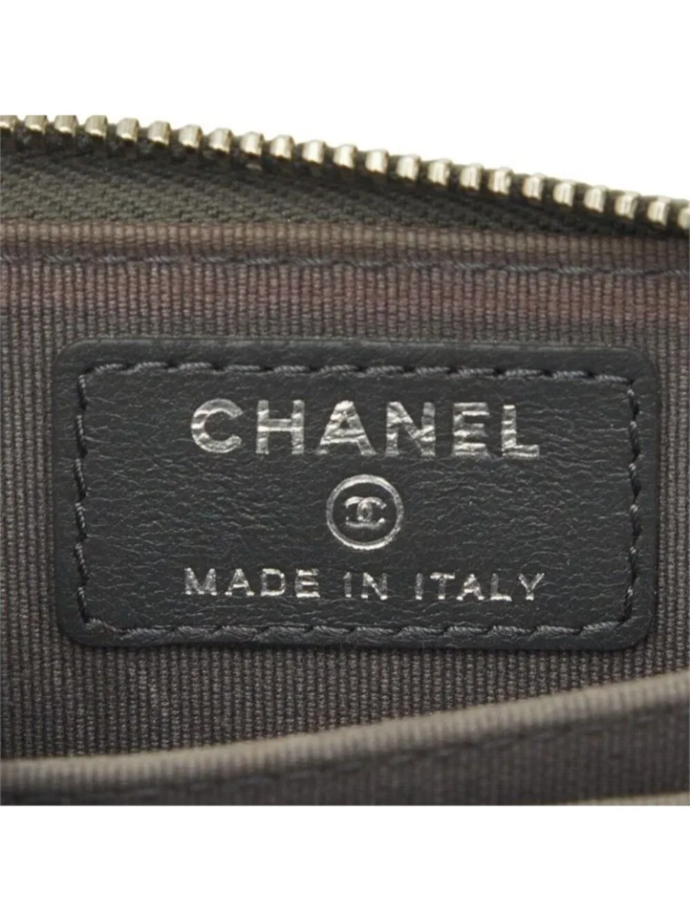 Chanel Quilted CC Logo Coin Purse Gray Lambskin